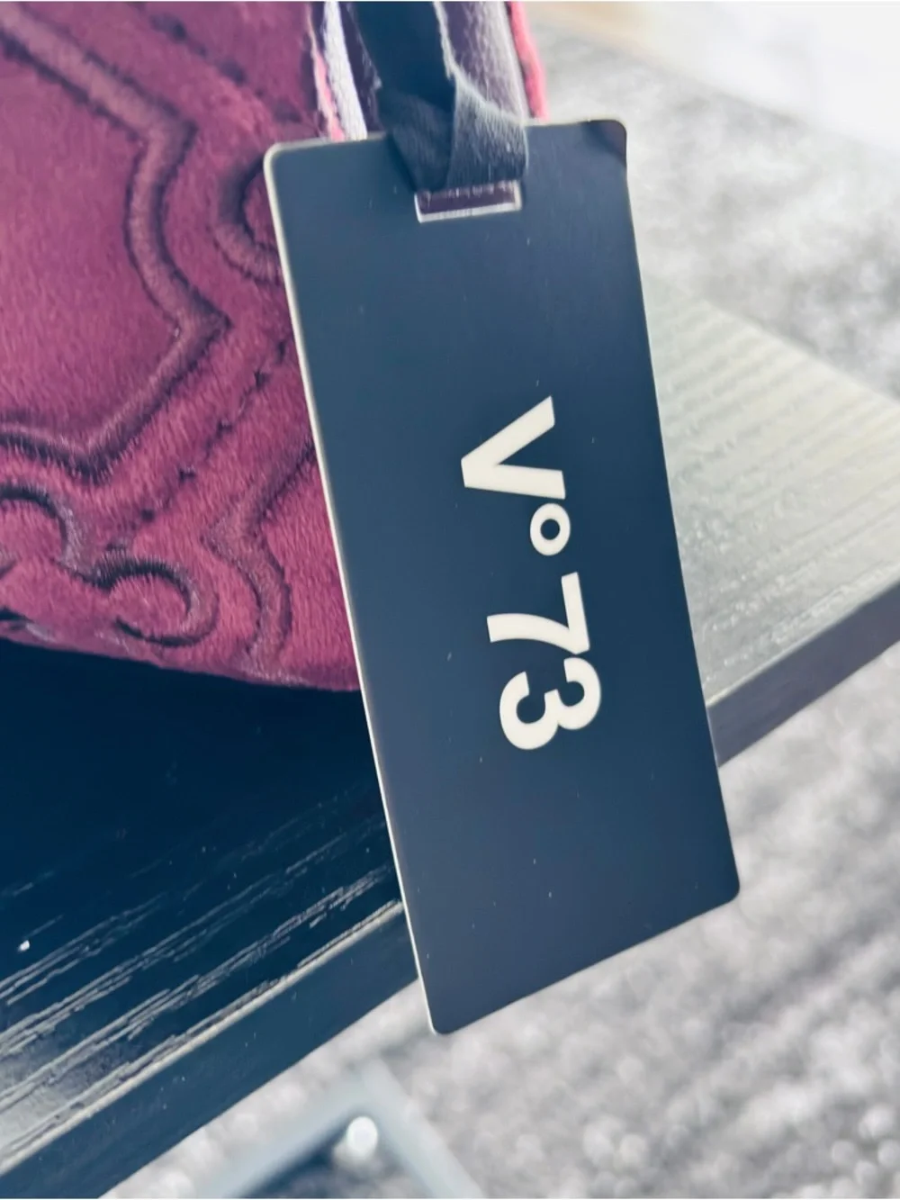 V°73 Italy Burgundy Velvet Crossbody Bag Wide Logo Strap NWT - Picture 4 of 16